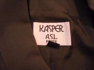 Kasper 6P Womens Olive Green Skirt Suit  