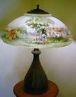 Fine PAIRPOINT TABLE LAMP Lansdowne Scenic Shade Houses, Town, Cattle 