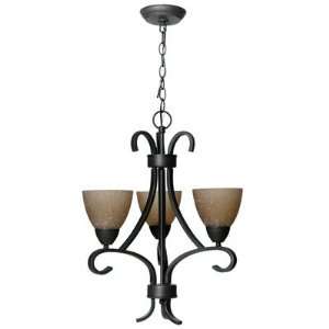  3 Light Chandelier with Toffee Glass Shade Finish Antique 