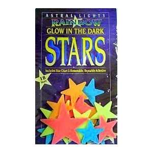 Big Glow In The Dark Rainbow Stars ~ Includes Star Chart and Reusable 