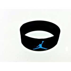   Jordan Sport Silicone Wristband Bracelet   Black / Blue Jumpman Logo
