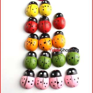 50 Mixed Painted Ladybug Wood Spacer Beads 28x21mm B152  