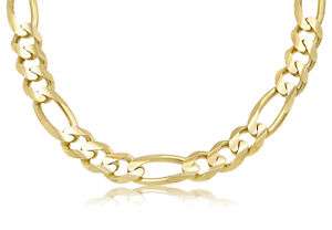 14K YG SOLID MENS FIGARO LINK CHAIN NECKLACE 12mm 22  
