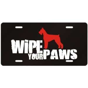   Giant Schnauzer / Wipe Your Paws  License Plate Dog
