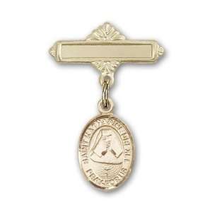  14kt Gold Baby Badge with St. Katherine Drexel Charm and 