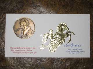 Evel Knievel Bronze Coin & RARE GOLD Foil Business Card  