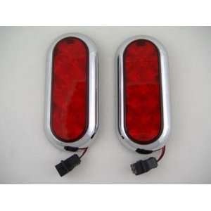  Red 10 LED Oval Surface Mount Stop Turn Brake Tail Lights 