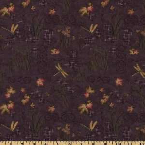   Dragonfly Summer Garden Plum Fabric By The Yard Arts, Crafts & Sewing