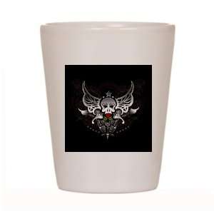  Shot Glass White of Butterfly and Skull 