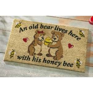 Old Bear And His Honey Front Door Welcome Mat By Collections Etc