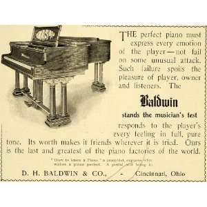  1899 Ad D. H. Baldwin Home Grand Piano Instruments Music 