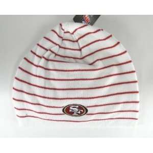  San Francisco 49ers Cuffless White Striped Knit Beanie Hat 