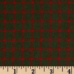 Peppermint & Hollyberries Brushed Woven Flannel Plaid Green/Red Fabric 