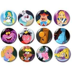  Alice in Wonderland 12 Buttons/pins/badges 1 Diameter 