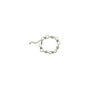   Freshwater Pearl Link Bracelet in Sterling Silver 8.5 9.5mm freshwater