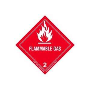  Flammable Gas Label, Worded, Paper, Roll of 100 Office 