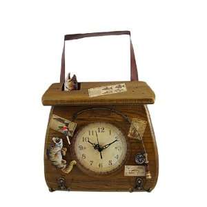  Rustic Wooden Fisherman Wall Clock with Hooks