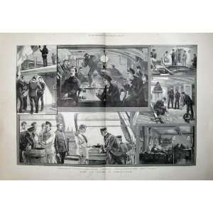  1892 Man Of War Ship Gun Room Navy Sailors Sick Bay Art 