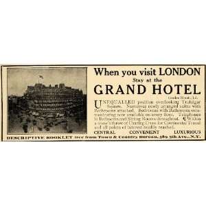  1910 Ad Town & Country Bureau Grand Hotel London Travel 