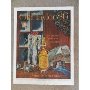 Taylor 86 Whiskey,Vintage 60s full page print ad.(beautiful Holidays 