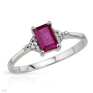  Ring With 0.76ctw Precious Stones   Genuine Diamonds and Ruby 