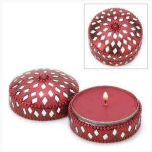  Cranberry Scented Jeweled Round Tin Keepsake Candle