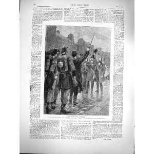  1877 Scene St. Antoine Barricade Soldiers War Old Print 