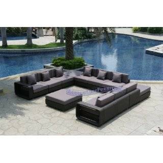 Contemporary Furniture Luxurious Black Leather U Shaped Sectional Sofa