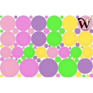 Dots and Circles Assorted Pastel Wall Decor skin   95 Piece set by 