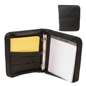   Leather Look Zippered Letter Padfolio and 3 Ring Binder   BLACK