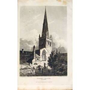  Antique Print England Leicestershire St Mary Church Old 