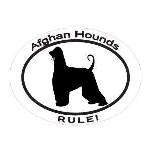  Oval Decal with dog silhouette and statement AFGHAN 