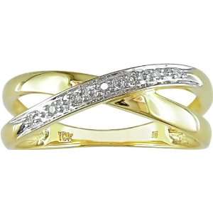    10K Yellow Gold .03 ctw Diamond Cross Over Band Ring Jewelry