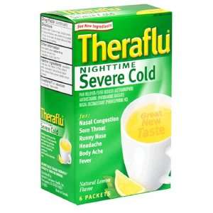  Theraflu Severe Cold, Nighttime, Natural Lemon, 6 packets 
