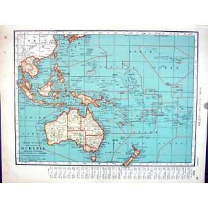  Collier Antique Map 1936 Rand Mcnally Oceania Australia 