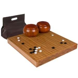  Bamboo   2 Go Board and Double Convex Yunzi Stones w 