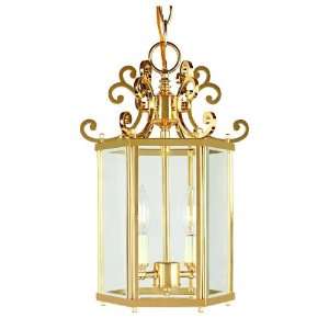   Light Foyer Lantern in Polished Brass with Clear Beveled Glass glass