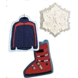  Ski Boot, Jacket & Snowflake Christmas Ornaments Set of 3 