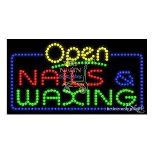 Nails and Waxing LED Sign 17 inch tall x 32 inch wide x 3.5 inch deep 