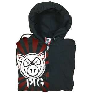  Pig Stencil Front Zip Hoodie