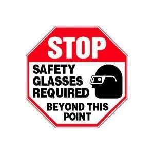  STOP SAFETY GLASSES REQUIRED BEYOND THIS POINT (W/GRAPHIC) Sign 