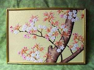 Bunka Punch Embroidery Japanese Blossoms Finished & Framed  