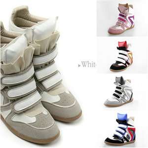   Womens Velcro Strap High TOP Sneakers Shoes/Ladys Ankle Wedge Boots