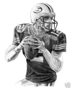 AARON RODGERS LITHOGRAPH POSTER PRINT IN PACKERS JERSEY  