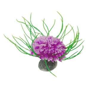   Base Purple White Flower Plants Ornament for Aquarium