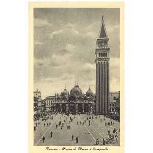 1940s Vintage Postcard Piazza San Marco and Campanile   Venice Italy