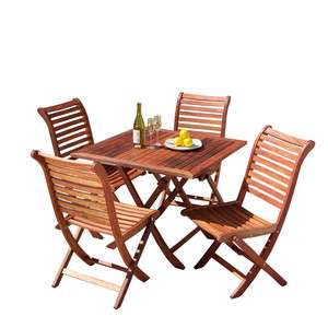 Outdoor Patio Furniture 5 pcs Luxurious Eucalyptus Wood Dining Set 