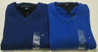 Tommy Hilfiger Mens Royal Blue V Neck Sweater 2 Shades  