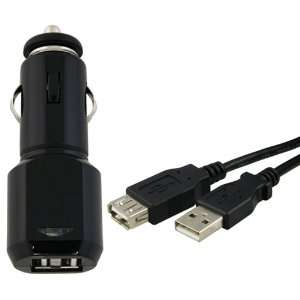  2 Port USB Car Charger + Extension Cable