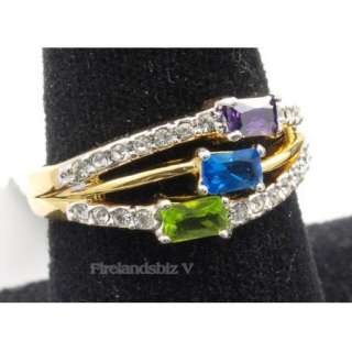 Womans Ring 14K GPE Multicolored CZ Size 9, 10, 11  